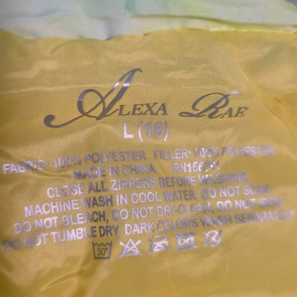 Alexa Rae Pastels Tie-Dye Hooded Puffer Jacket Kids Size Large 16 NWT